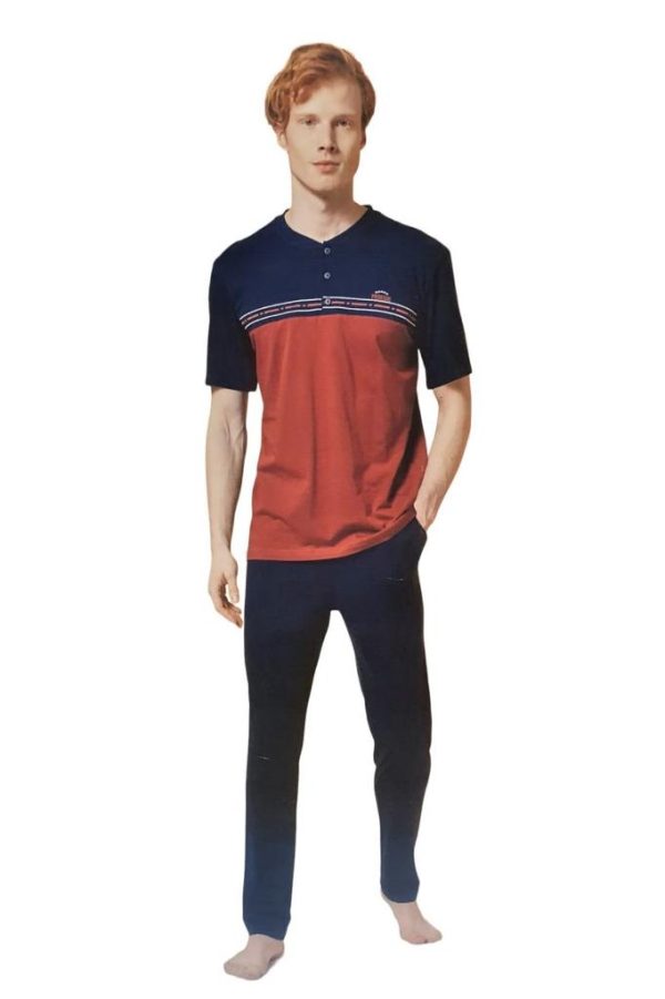 Over Sleep By Poleren Düğmeli Yaka Kısa Kol Erkek Pijama Takım