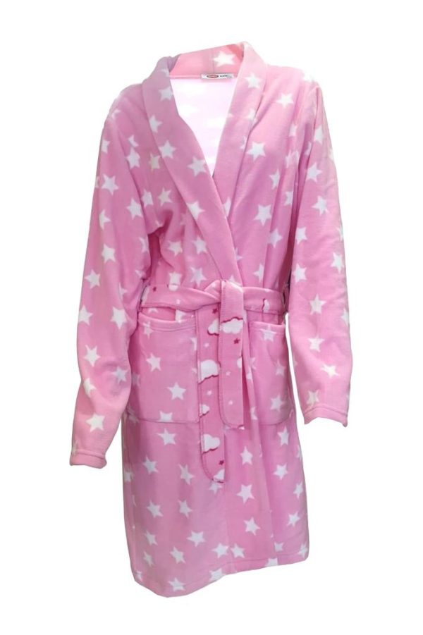 Ciciten 23C07 Yıldızlı Cepli Kışlık Uzun Polar Bayan Sabahlık