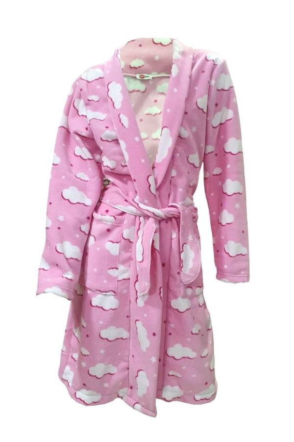 Ciciten 23C11 Bulutlu Cepli Kışlık Uzun Polar Bayan Sabahlık