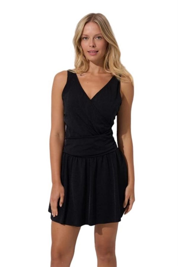 Pierre Cardin Göğüs Kaplı V Yaka İçten Şortlu Etekli Mayo