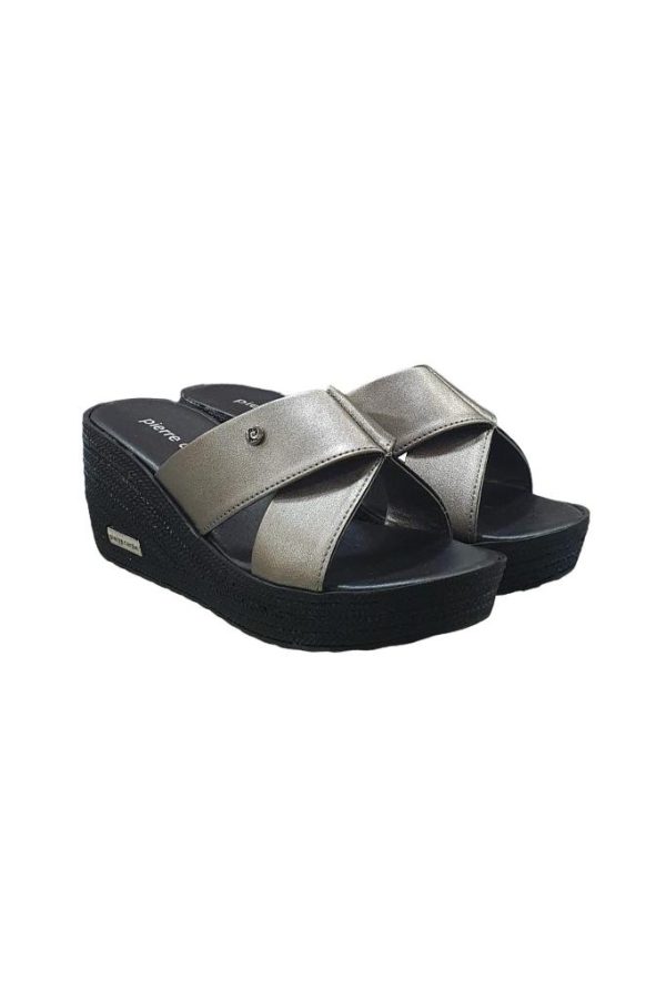 Pierre Cardin Üstü Çapraz Dolgu Topuk Günlük Bayan Terlik